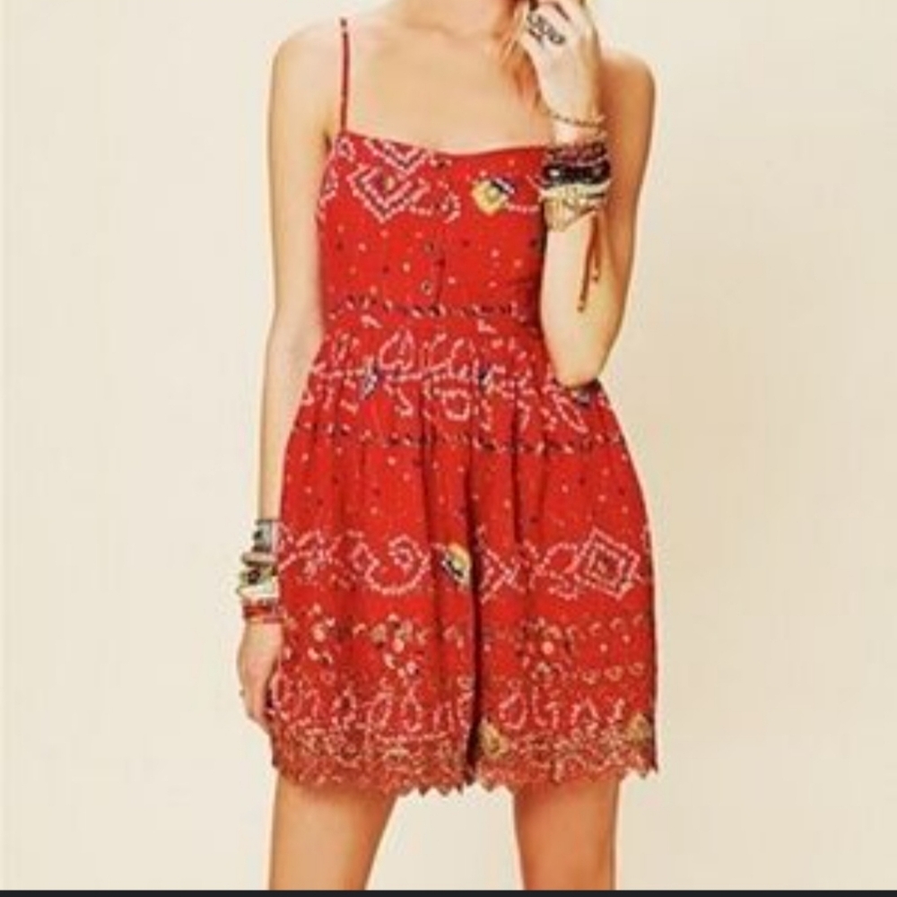 Free People Red Bohemian Sundress